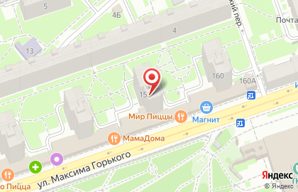 Кафе-пиццерия Мир пиццы на улице Максима Горького на карте