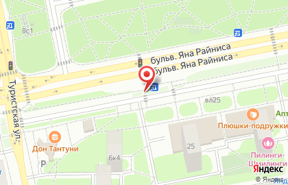 Киоск печатной продукции Антарес на бульваре Яна Райниса на карте