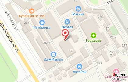 Военно-учетный стол на Выборгском шоссе на карте