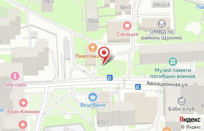 Киоск по продаже хлебобулочных изделий, район Щукино на Авиационной улице на карте