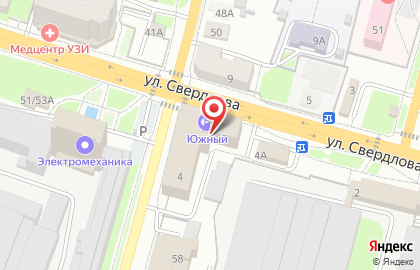 Кафе Южное на улице Свердлова на карте
