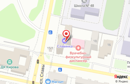 Гостиница Славянка в Челябинске на карте