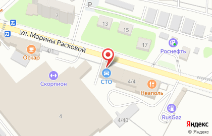 Автотехцентр на улице Марины Расковой на карте