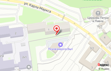 Общежитие, ПсковГУ на улице Карла Маркса на карте