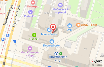 Автошкола Мегаполис на метро Приморская на карте
