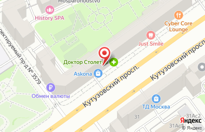Магазин ортопедических матрасов и товаров для сна Askona на Кутузовском проспекте, 26 к 1 на карте