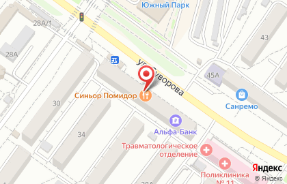 Пиццерия Синьор Помидор на улице Суворова на карте