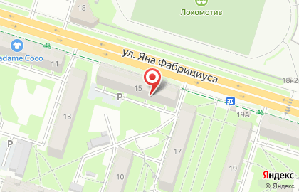 Магазин Продукты на улице Яна Фабрициуса на карте