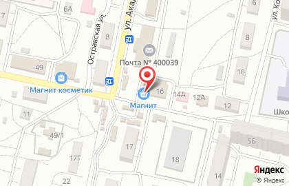 Супермаркет Магнит у дома в Тракторозаводском районе на карте