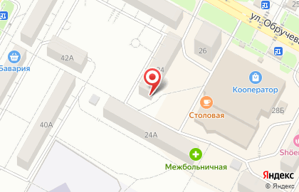 Продовольственный магазин Социальный на улице Обручева на карте