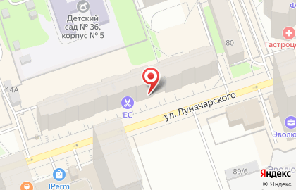 Продовольственный магазин на улице Луначарского на карте