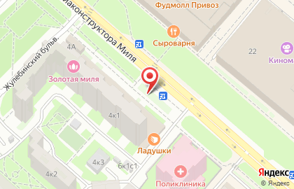Киоск по продаже печатной продукции, район Выхино-Жулебино на улице Авиаконструктора Миля на карте