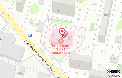 Консультативно-диагностическая поликлиника №121 на 2-й Мелитопольской улице на карте