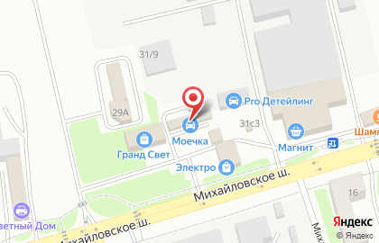 Автомойка самообслуживания Моечка на Михайловском шоссе на карте