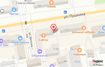 Магазин тканей Нинель на улице Пушкина на карте