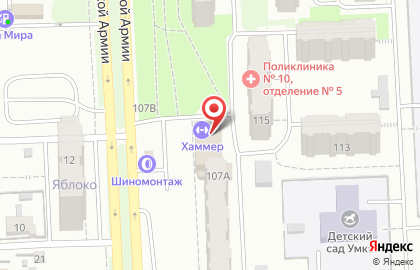 Фитнес-клуб Hammer на улице Советской Армии на карте