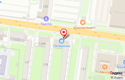 Супермаркет Пятёрочка в Железнодорожном районе на карте