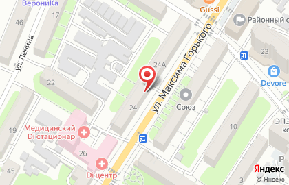 Супермаркет Гроздь на улице Максима Горького на карте