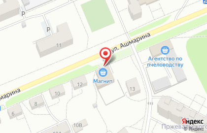 Супермаркет Магнит у дома на улице Ашмарина на карте
