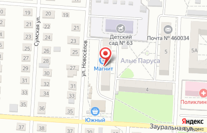 Сеть супермаркетов Магнит на улице Новосёлов на карте