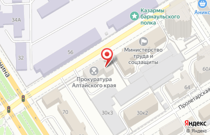 Барнаульский гарнизонный военный суд на Партизанской улице на карте