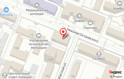 Каскад на улице Николая Островского на карте