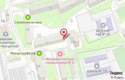Владивостокская детская поликлиника № 3 на улице Гамарника на карте