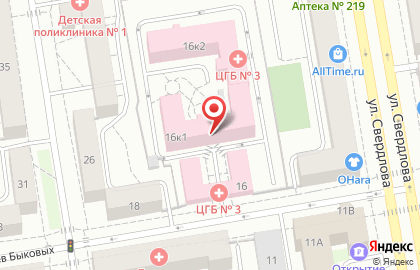 Центральная городская клиническая больница №3 на улице Братьев Быковых на карте