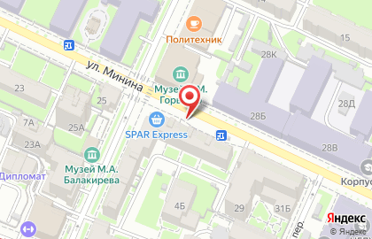 Указатель системы городского ориентирования №5616 по ул.Минина, д.27 р на карте