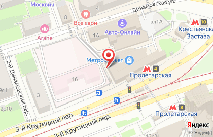 Супермаркет Перекрёсток на метро Пролетарская на карте