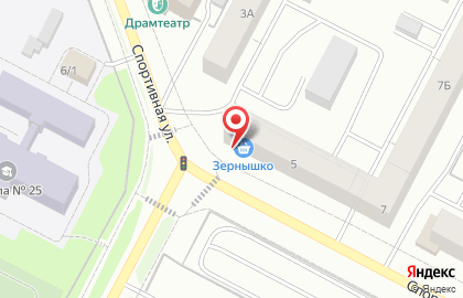 Продовольственный магазин Зернышко на Спортивной улице на карте