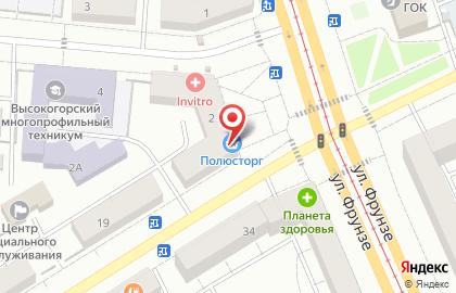 Продовольственный магазин Полюс Торг в Екатеринбурге на карте