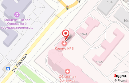 Орловская областная клиническая больница на бульваре Победы на карте