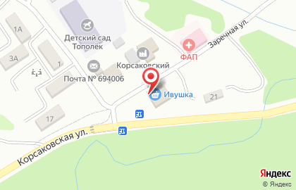 Продовольственный магазин Ивушка на Заречной улице на карте