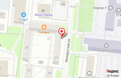 Супермаркет Магнит у дома на Белорусской улице на карте