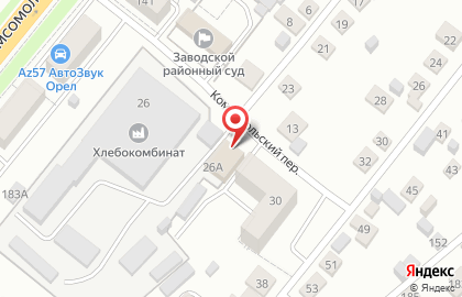 Продуктовый магазин Орловский Каравай в Комсомольском переулке на карте
