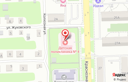 Детская городская поликлиника №4 на Краснознаменной улице на карте