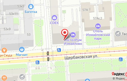 Хостелы Рус на метро Измайлово на карте