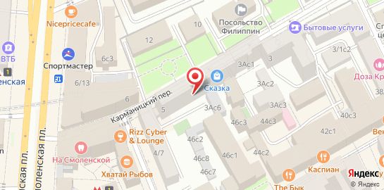 Ветеринарная клиника Любимчик в Карманицком переулке на карте