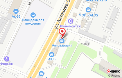 Магазин автозапчастей Pro-ford на улице Антонова-Овсеенко на карте