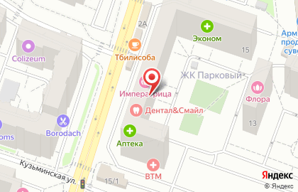 Торнадо на Кузьминской улице на карте