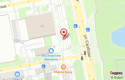 Киоск по продаже печатной продукции, район Южное Тушино на улице Свободы на карте