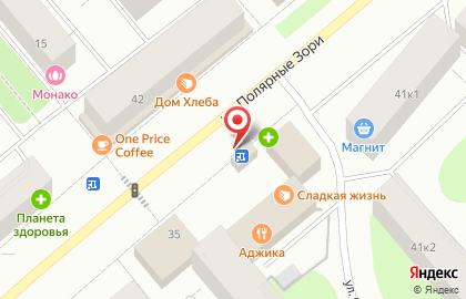 Киоск овощей и фруктов на улице Полярные Зори на карте