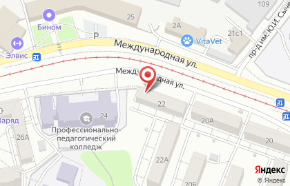 Магазин продовольственных магазинов Сокурские Хлеба на Международной улице на карте