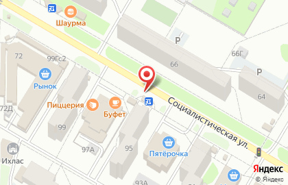 Киоск по продаже хлебобулочных изделий на Социалистической улице на карте