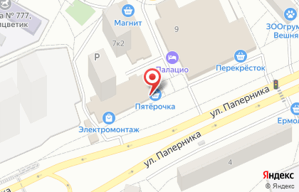 Супермаркет Пятёрочка на улице Паперника, 7 к 1 на карте