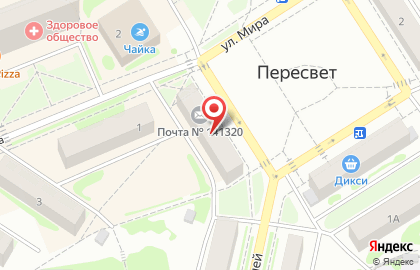 Отделение почтовой связи Пересвет 141320 на улице Строителей на карте