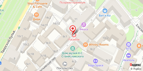 Стоматологическая клиника Faceline в Леонтьевском переулке на карте