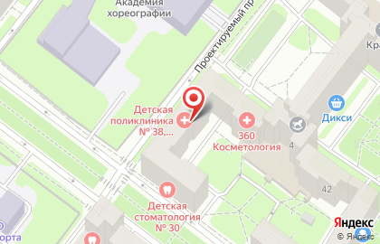 Детская городская поликлиника №38 на метро Фрунзенская на карте