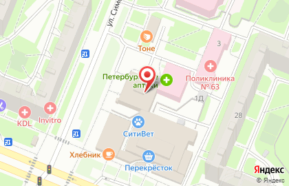 Ветеринарная клиника СитиВет на улице Симонова на карте